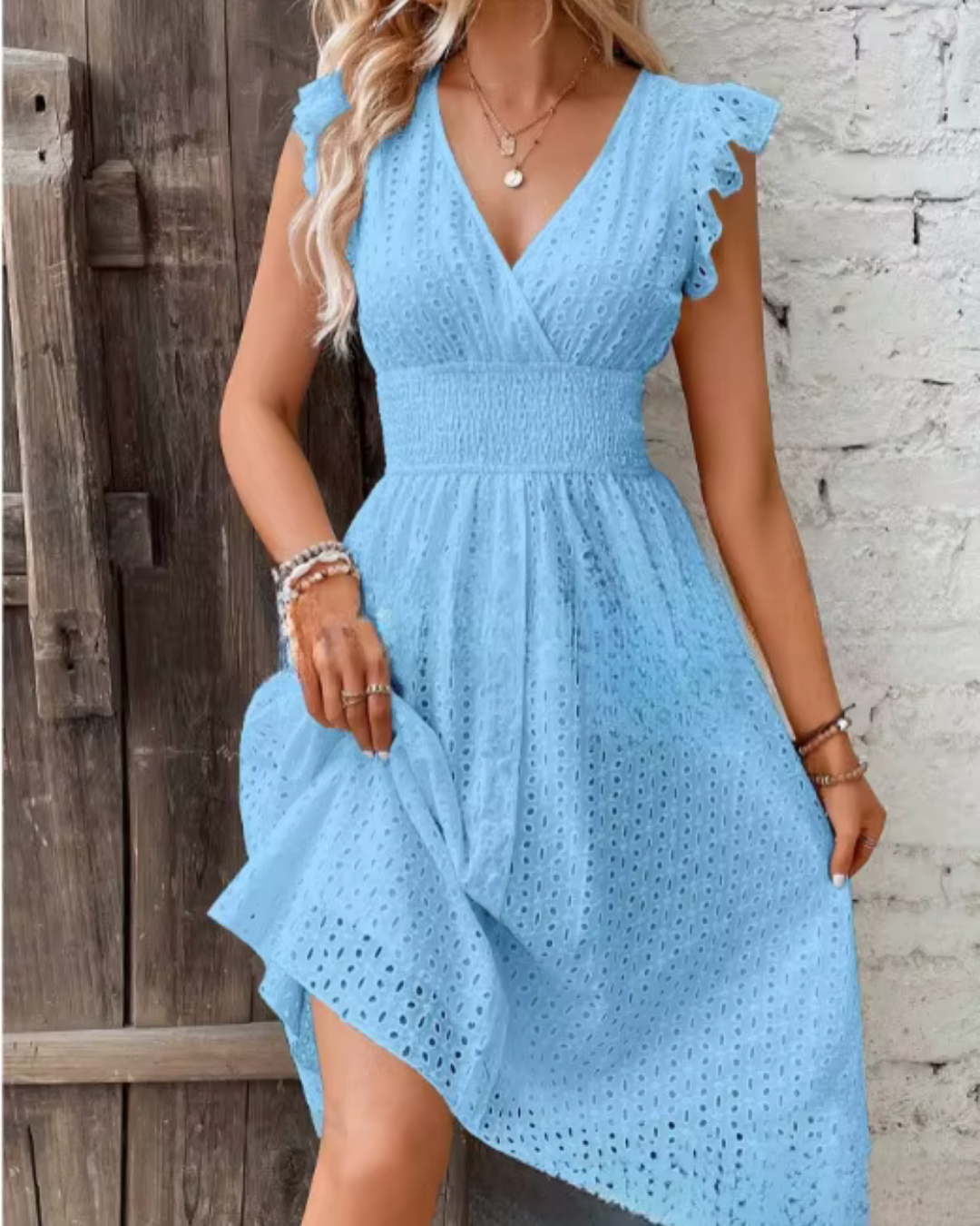 Palmira - Kleid mit Volants aus englischer Stickerei