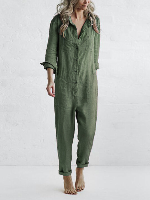 Variant image for Anna Damenoverall Langarm, Button Down, Lässig Chic für Frühling und Herbst, Vielseitig Kombinierbar-1