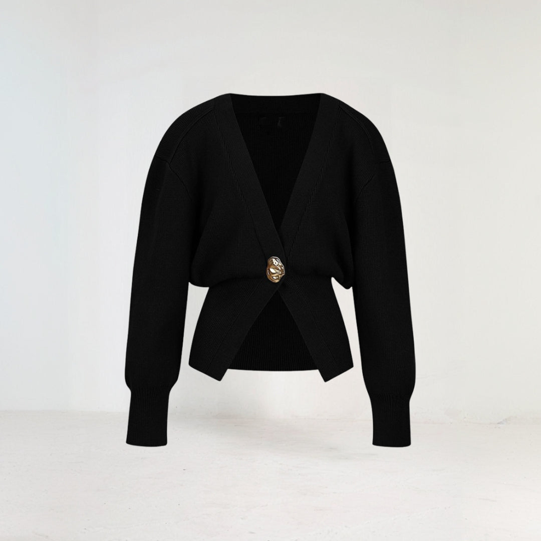 Variant image for Anna - Damen Strickjacke Mit Tiefem V-Ausschnitt - Ein-Knopf-Verschluss - Langarm - Verkürzte Passform - Modern & Vielseitig-4