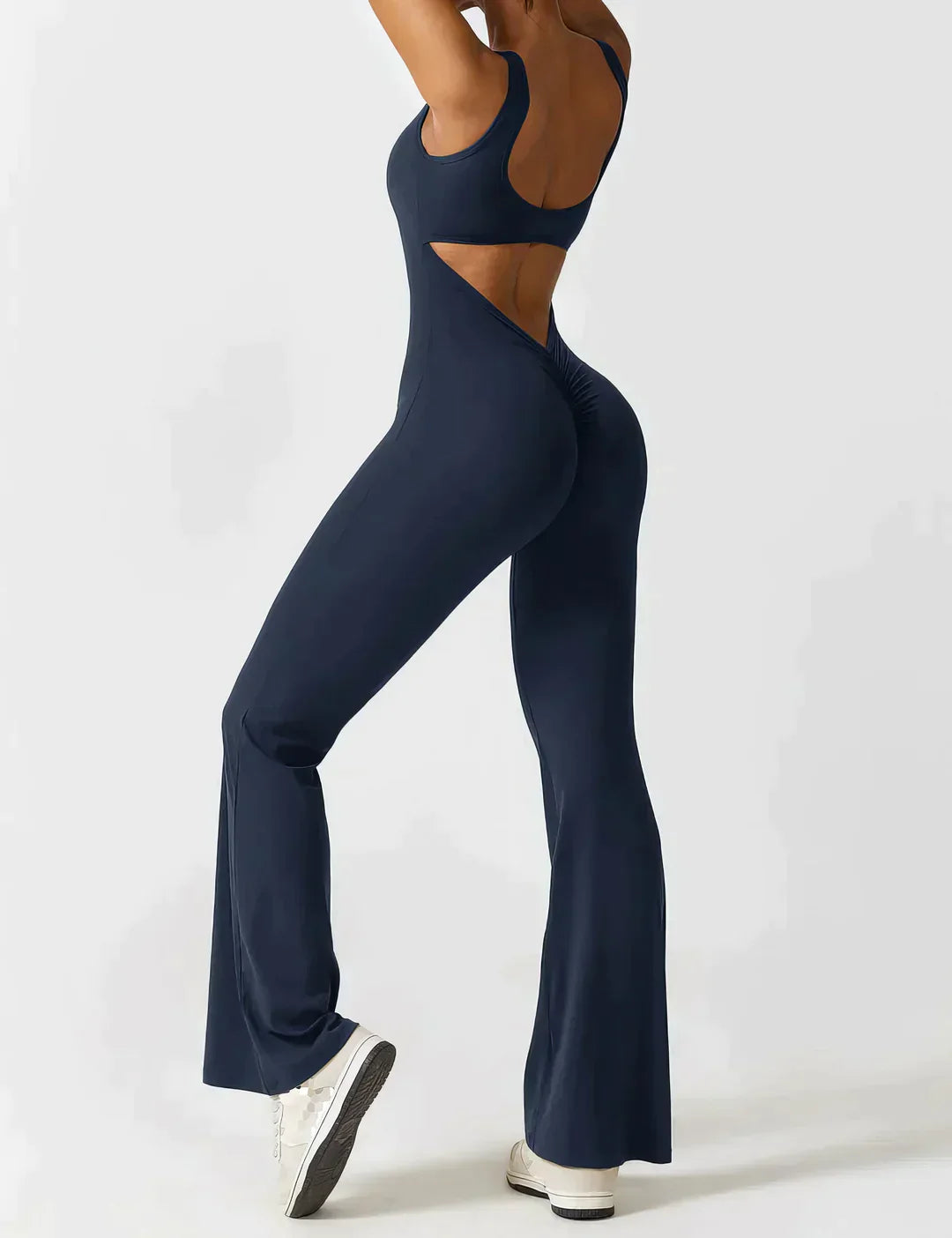 Variant image for Anna™ Damen Jumpsuit Schwarz Für Sommer - V-Ausschnitt Mit Hohem Bund, Ideal Für Fitness Und Freizeit-5