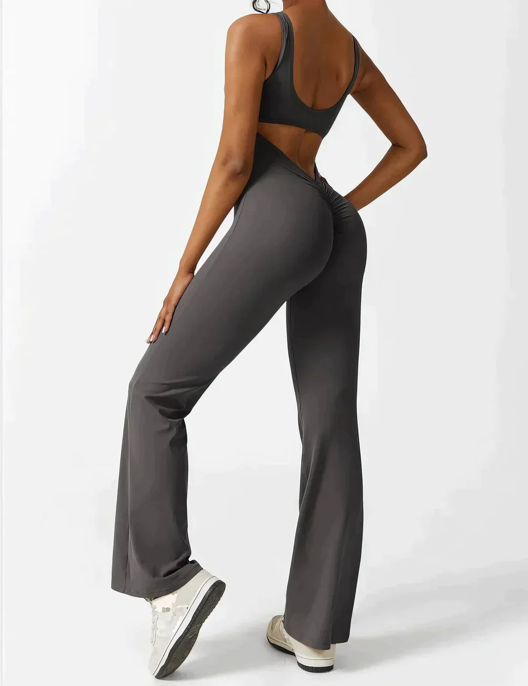 Variant image for Anna™ Damen Jumpsuit Schwarz Für Sommer - V-Ausschnitt Mit Hohem Bund, Ideal Für Fitness Und Freizeit-13
