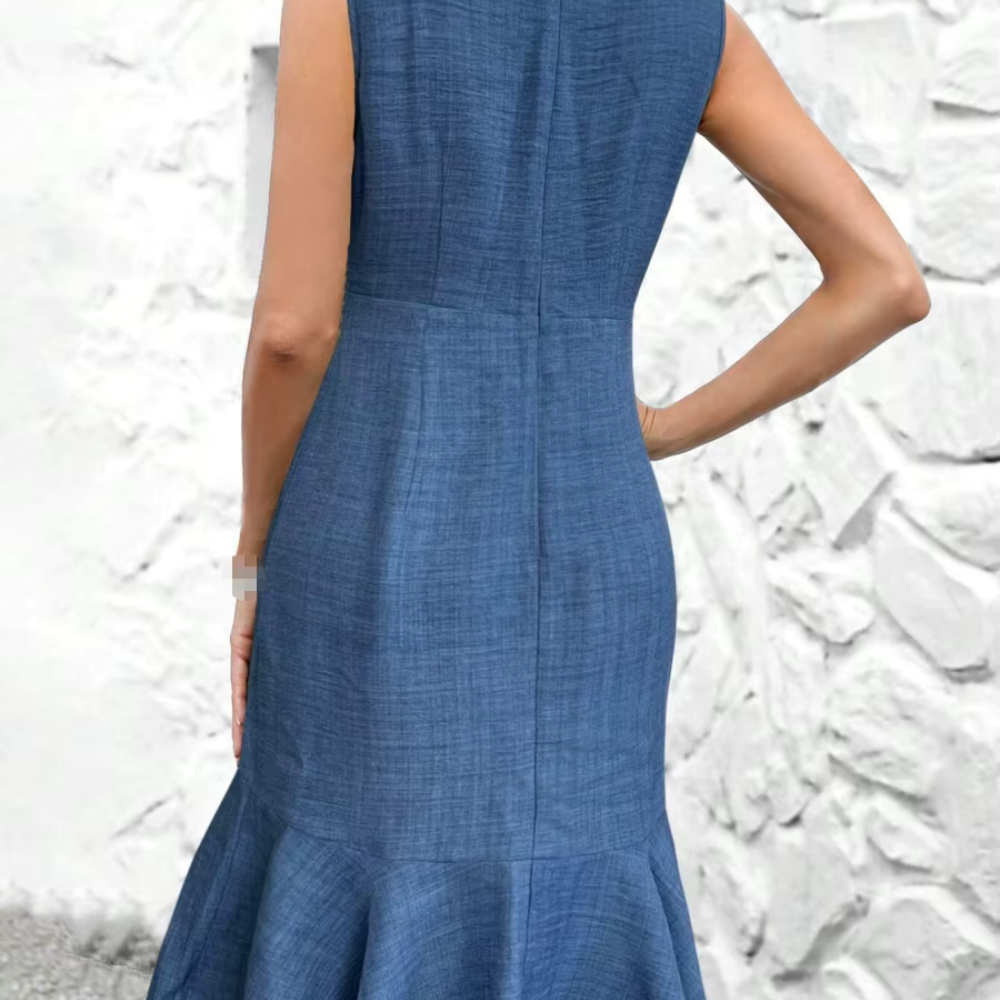 Antonia - Ausgestelltes Denim-Kleid mit Cinch-Taille