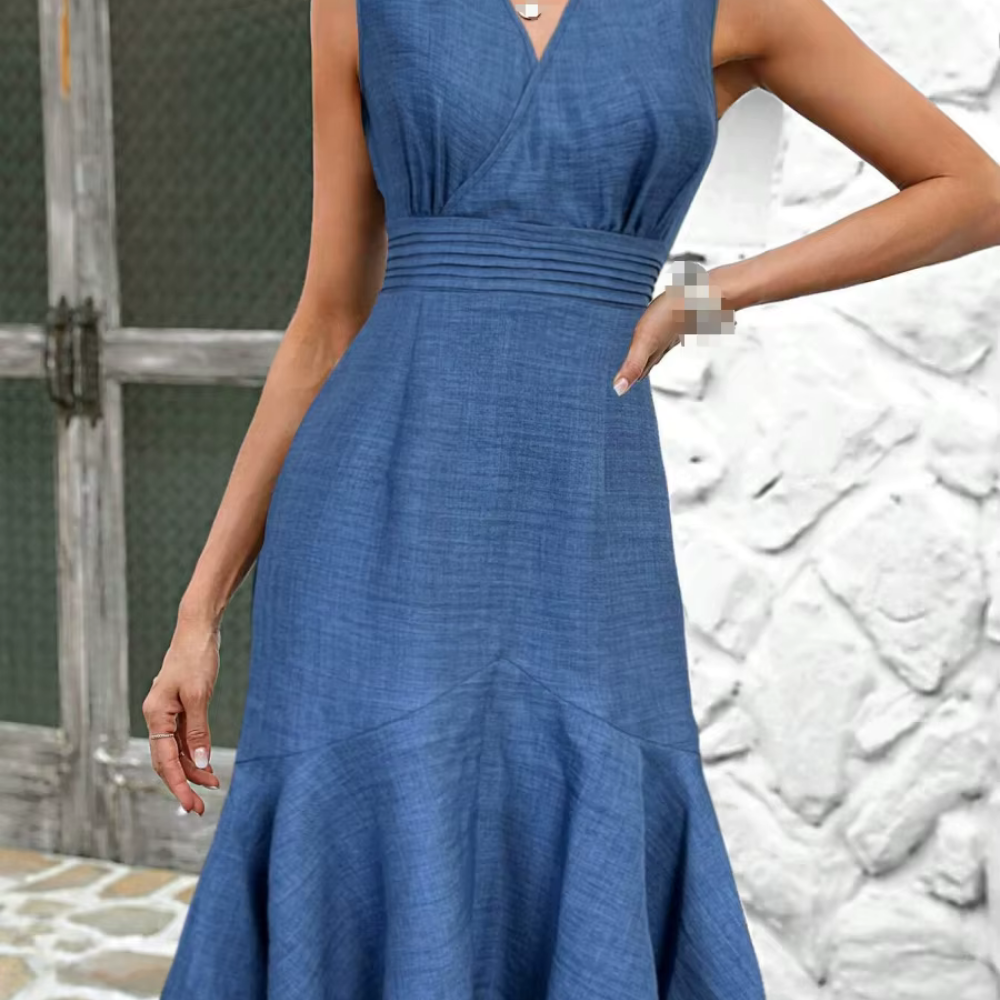 Antonia - Ausgestelltes Denim-Kleid mit Cinch-Taille