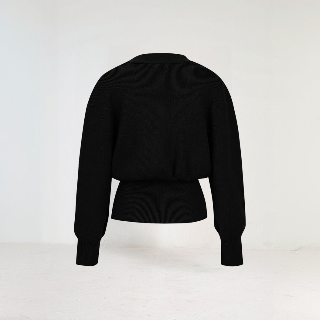 Anna - Damen Strickjacke Mit Tiefem V-Ausschnitt - Ein-Knopf-Verschluss - Langarm - Verkürzte Passform - Modern & Vielseitig-6