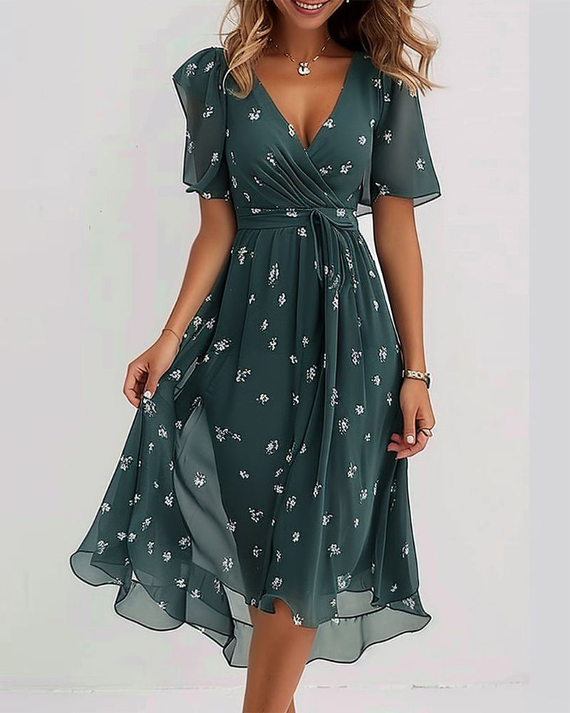 Viviana – Elegantes Kleid mit V-Ausschnitt & Taillenbindung