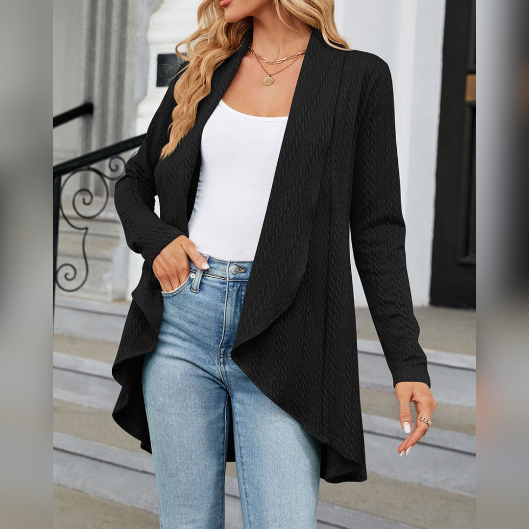 Variant image for Elegante Anna - Lange Strickjacke Damen mit Wasserfallfront für Frühling und Herbst-5