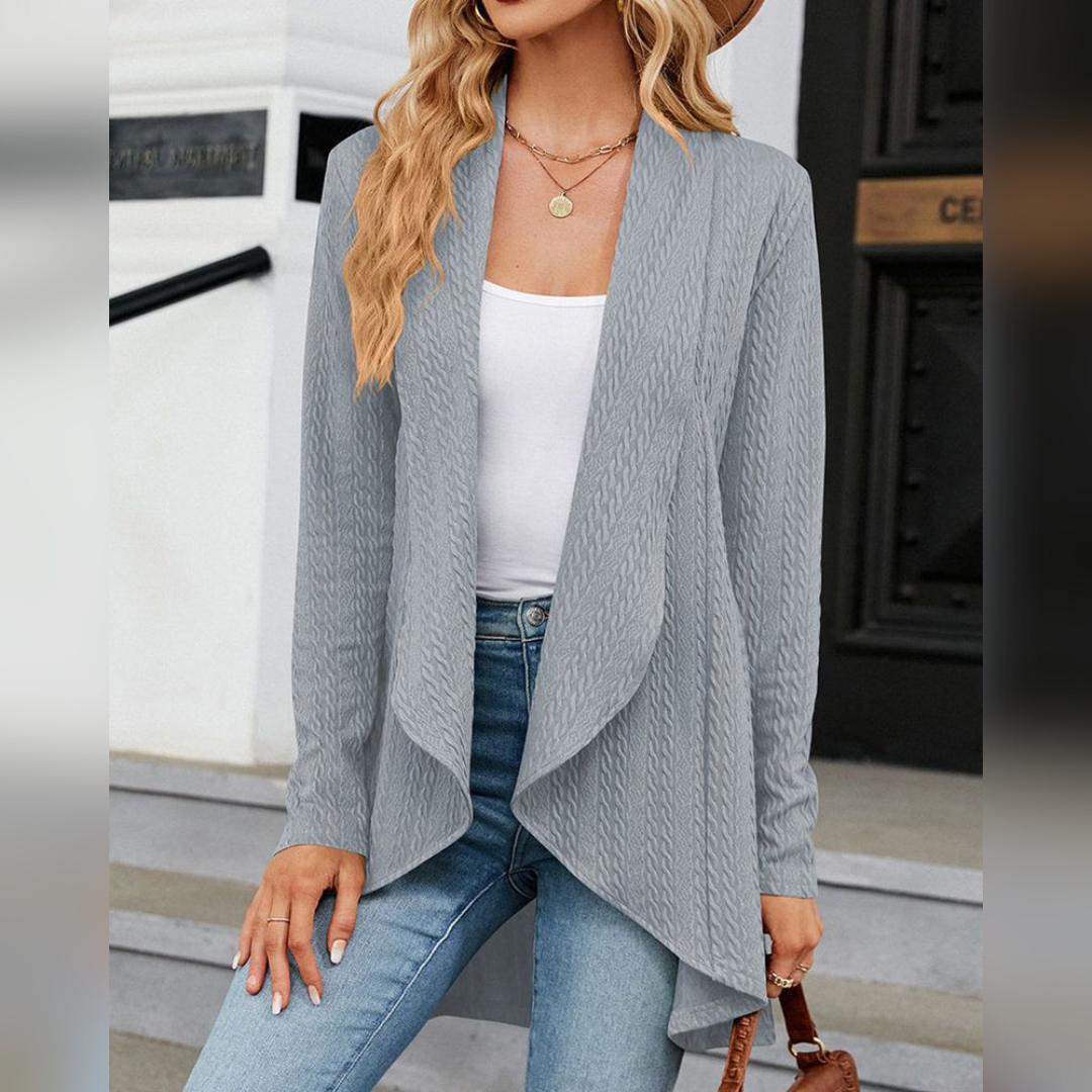 Variant image for Elegante Anna - Lange Strickjacke Damen mit Wasserfallfront für Frühling und Herbst-6
