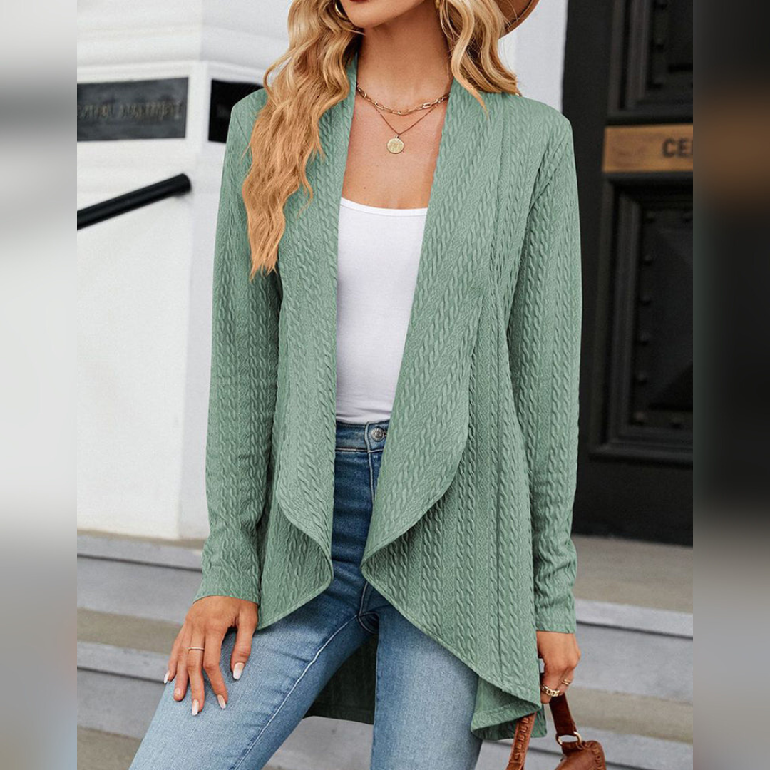 Variant image for Elegante Anna - Lange Strickjacke Damen mit Wasserfallfront für Frühling und Herbst-26
