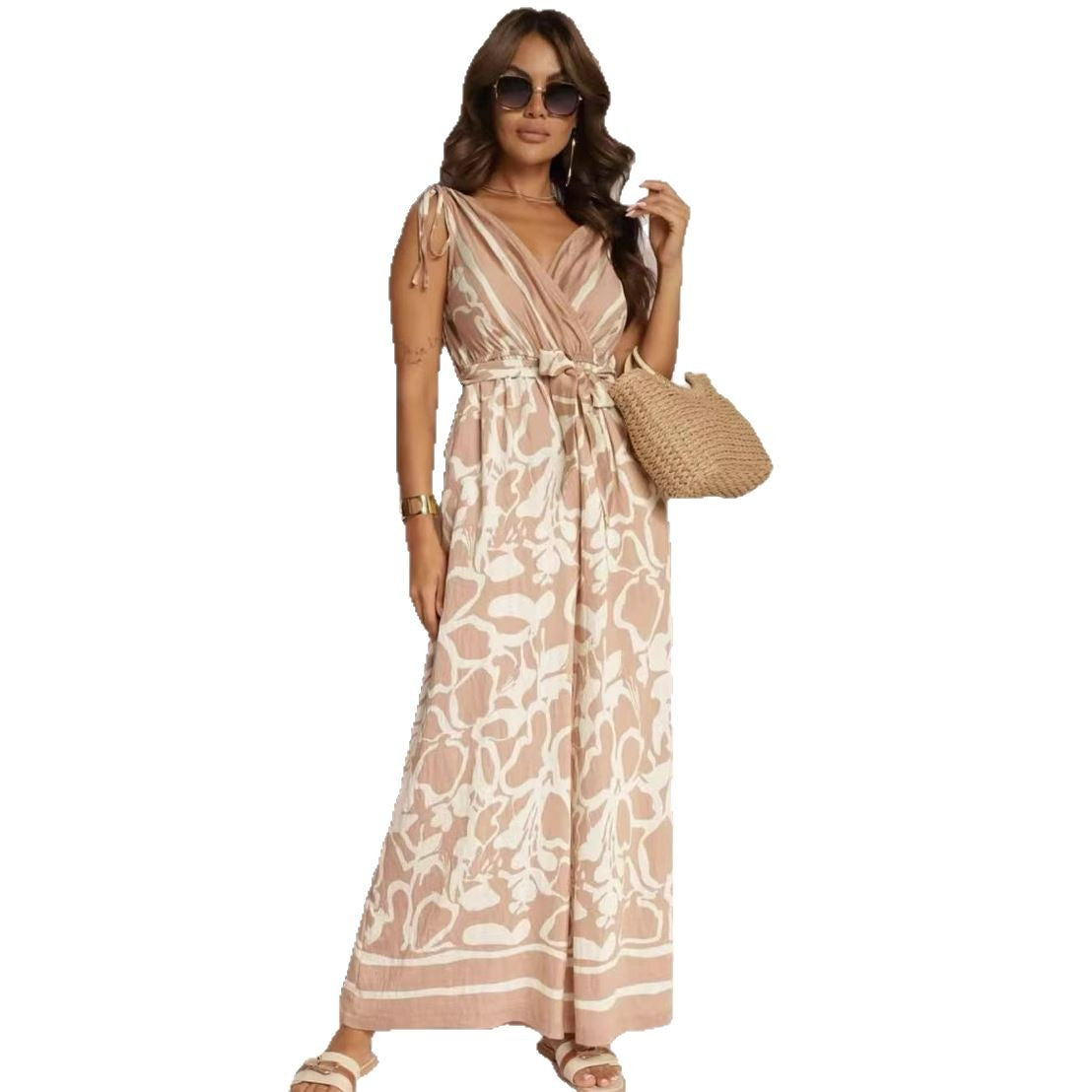 Anna Jumpsuit Damen Elegant V-Ausschnitt Entspannte Passform Weiß Sommer Overall-4