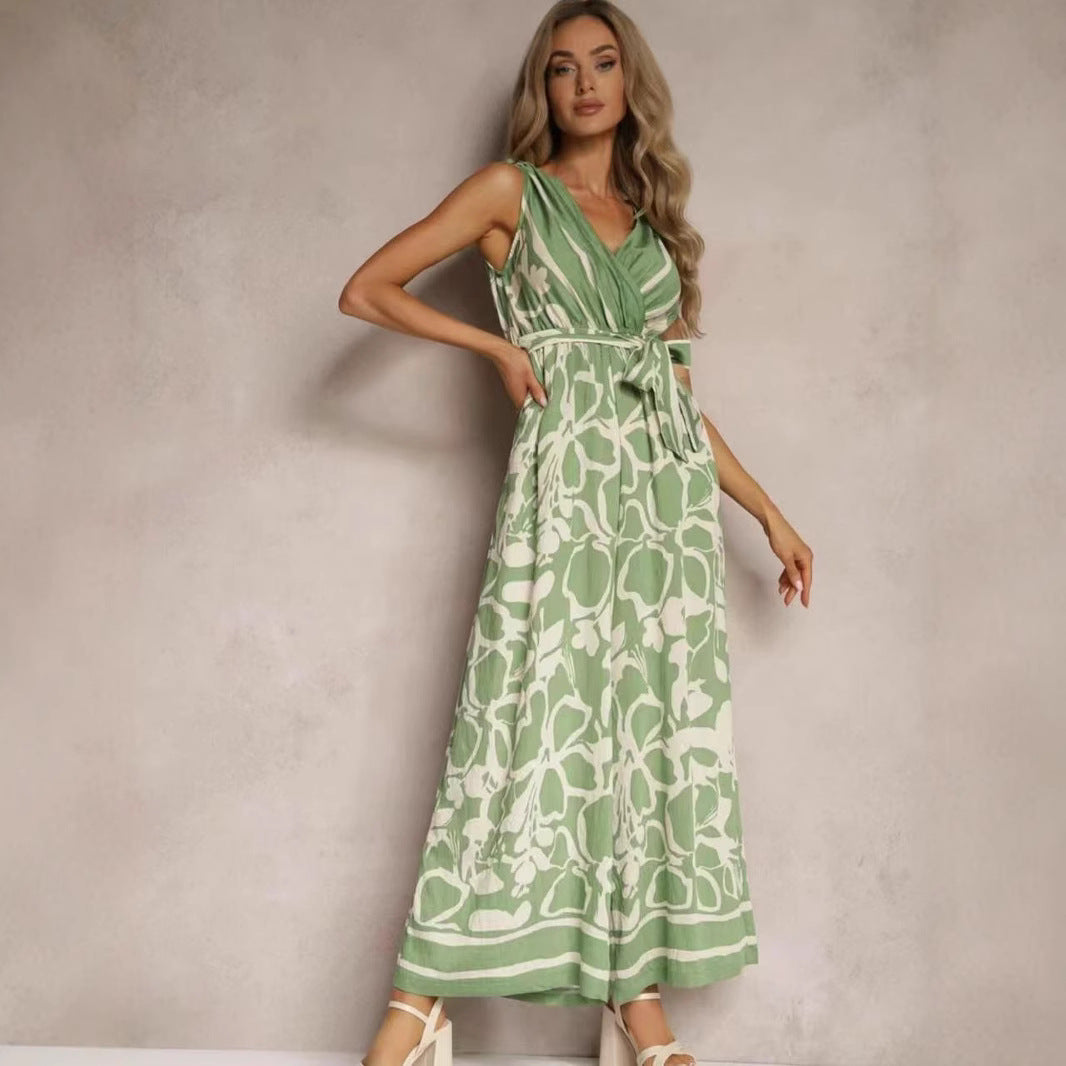 Variant image for Anna Jumpsuit Damen Elegant V-Ausschnitt Entspannte Passform Weiß Sommer Overall-5