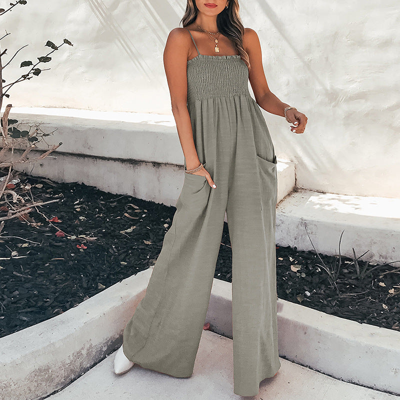 Anna Jumpsuit Damen - Eleganter Overall Mit Gerafftem Mieder Und Weiten Beinen Für Sommerliche Anlässe-4