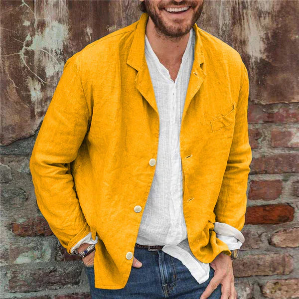 Variant image for Max | Herrenjacke Beige aus Baumwolle-Leinen-Mischung für den Alltag, Legere Passform, Atmungsaktiv, Praktische Taschen-25