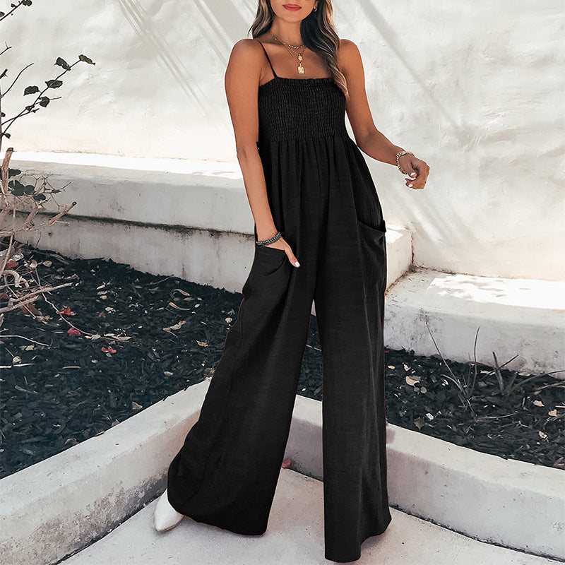 Anna Jumpsuit Damen - Eleganter Overall Mit Gerafftem Mieder Und Weiten Beinen Für Sommerliche Anlässe-3