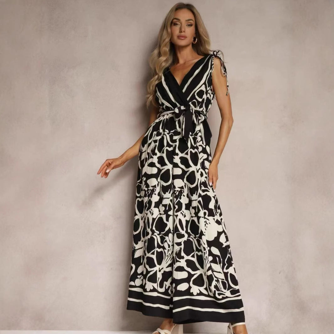 Anna Jumpsuit Damen Elegant V-Ausschnitt Entspannte Passform Weiß Sommer Overall-1