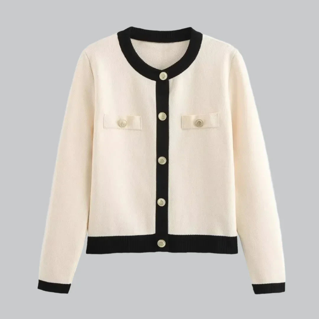 Goldene Strickjacke Damen - Elegante Langarm-Cardigan für Herbst/Winter mit Goldknopfakzenten-2