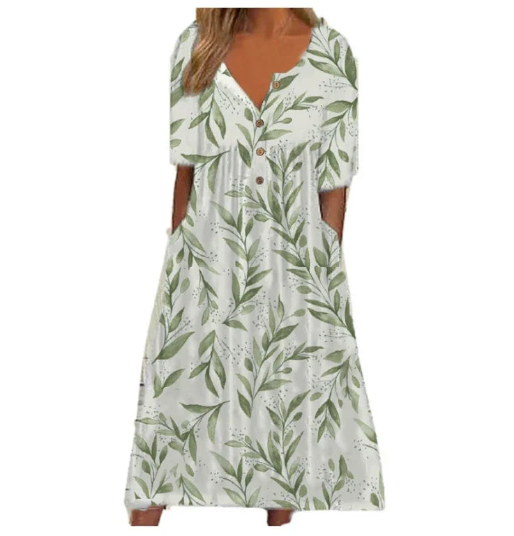 Bezauberndes, bequemes und dehnbares Kleid mit Blumenmuster - ELINE