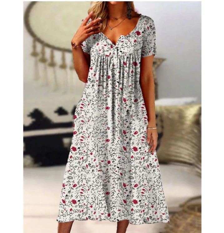 Bezauberndes, bequemes und dehnbares Kleid mit Blumenmuster - ELINE