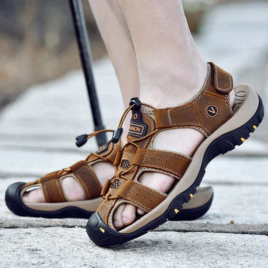 Bogdan | Elegante Herrensandalen Leder mit Fußbett für Komfort und Stil, Atmungsaktiv, Ergonomisch, Größen 40-46-2