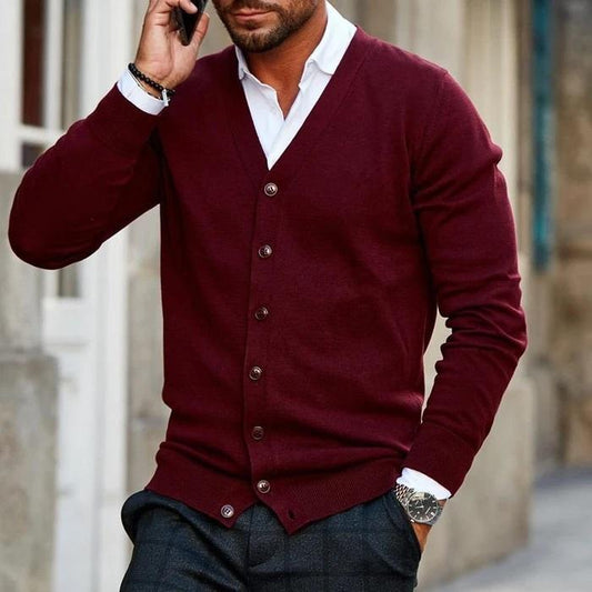 Max - Elegante Strickjacke Herren mit V-Ausschnitt und Knöpfen - Bequem und Stilvoll für Jede Gelegenheit-1