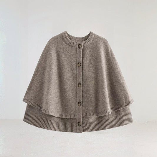 Trendige Strickjacke Damen - Elegante Umhangschicht für den Winter in Grau-1