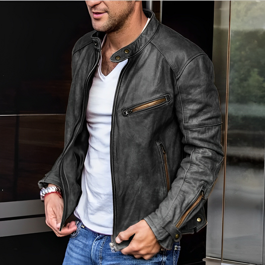 Max | Herren Lederjacke - Stilvolle Allwetterjacke für Abenteuer, Hochwertiges Leder, Atmungsaktiv, Warm, Regular Fit-1