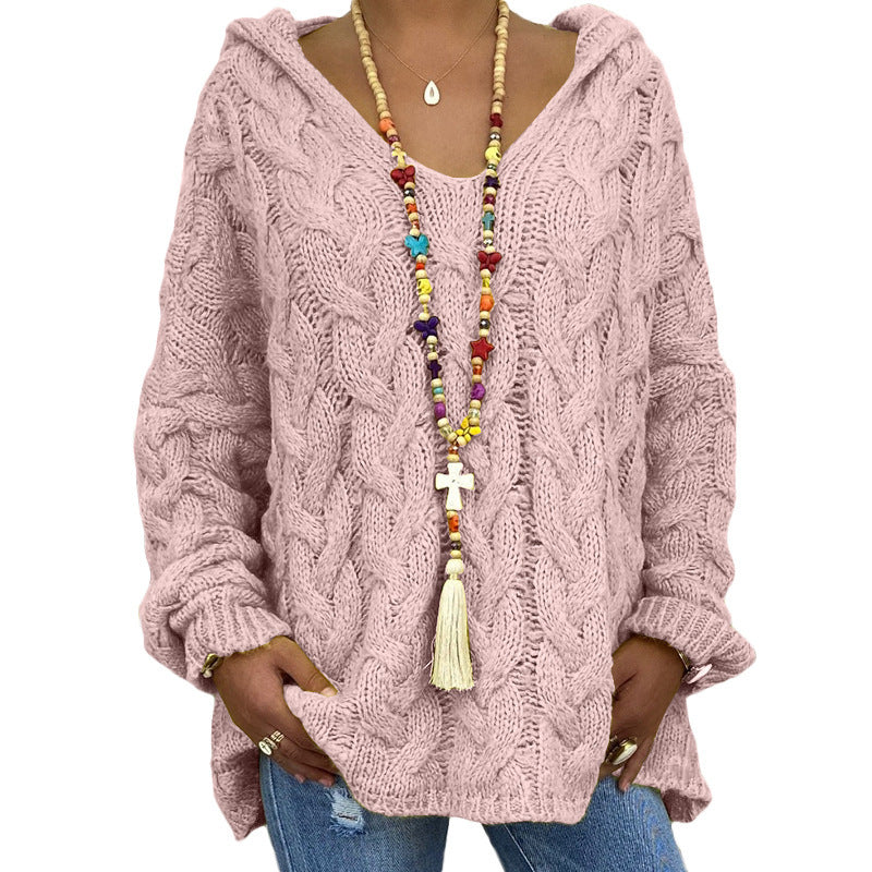 Variant image for Kabelstrickpullover Damen - Übergröße mit Kapuze - Warmer Pullover für Herbst/Winter-7
