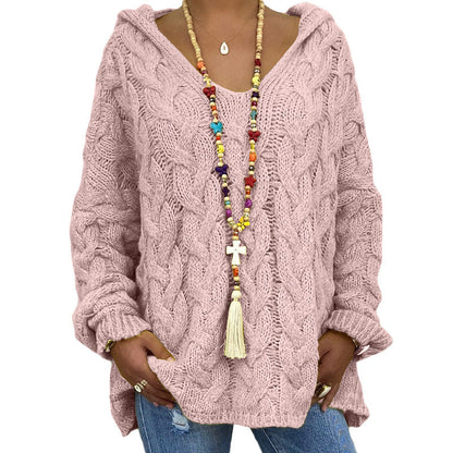 Variant image for Kabelstrickpullover Damen - Übergröße mit Kapuze - Warmer Pullover für Herbst/Winter-7
