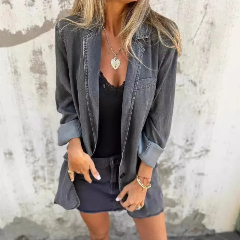 Anna™ Lässiger Denim-Blazer Damen - Bequemer Schnitt, Robustes Denim, Blau, Perfekt für Alltag und Anlässe-4