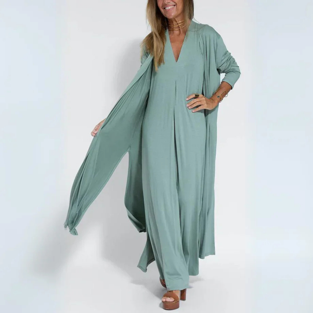 Nata - Langes entspanntes Kleid mit fließendem Ärmel