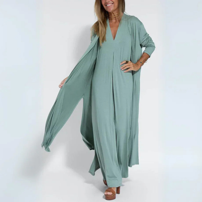 Nata - Langes entspanntes Kleid mit fließendem Ärmel