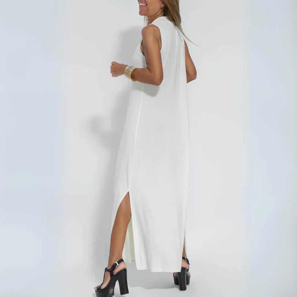 Nata - Langes entspanntes Kleid mit fließendem Ärmel
