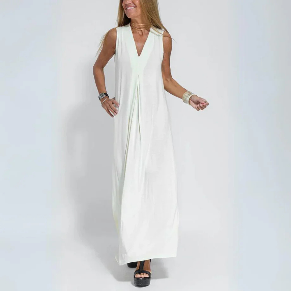 Nata - Langes entspanntes Kleid mit fließendem Ärmel