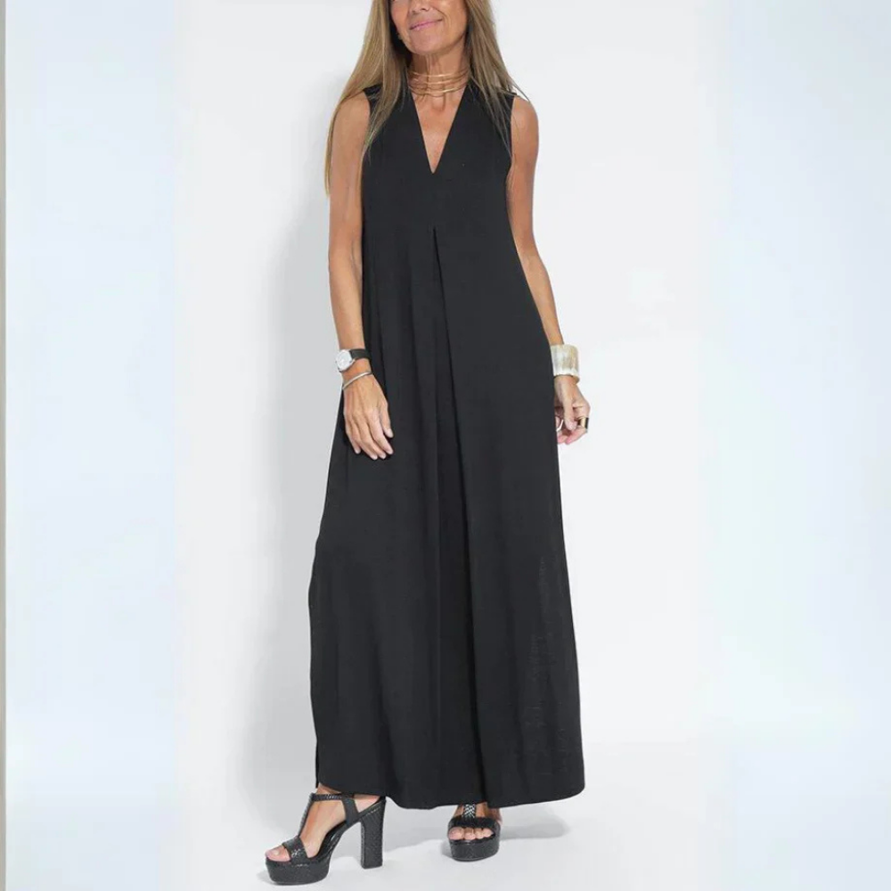 Nata - Langes entspanntes Kleid mit fließendem Ärmel
