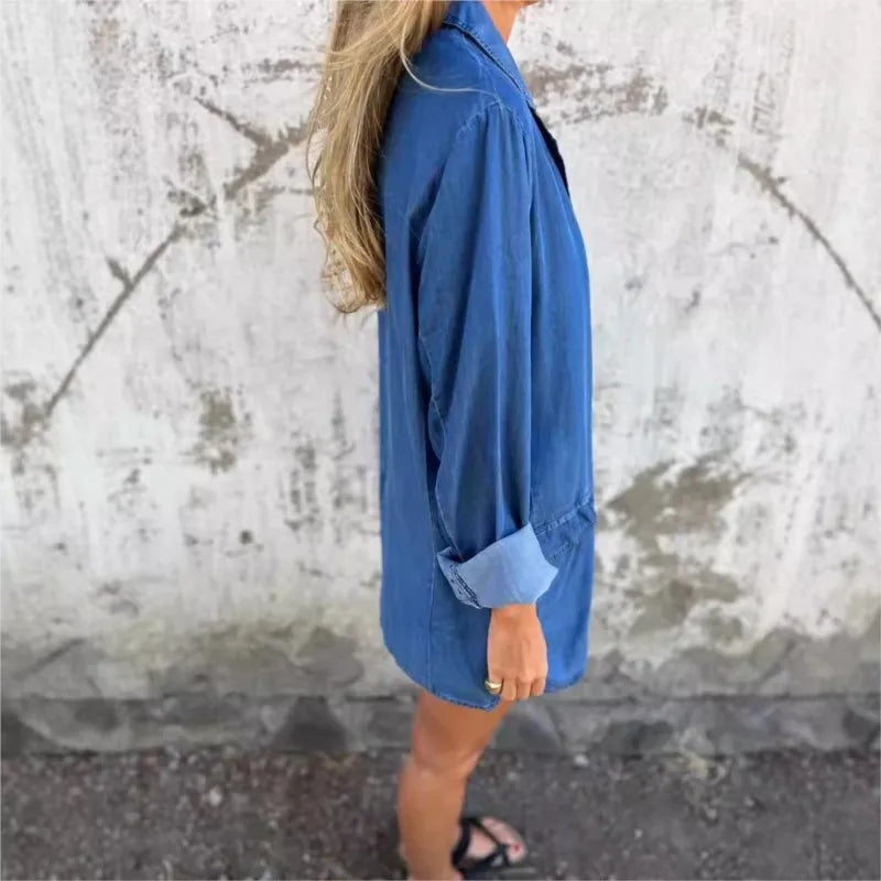 Anna™ Lässiger Denim-Blazer Damen - Bequemer Schnitt, Robustes Denim, Blau, Perfekt für Alltag und Anlässe-3