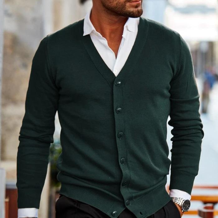 Max - Elegante Strickjacke Herren mit V-Ausschnitt und Knöpfen - Bequem und Stilvoll für Jede Gelegenheit-3