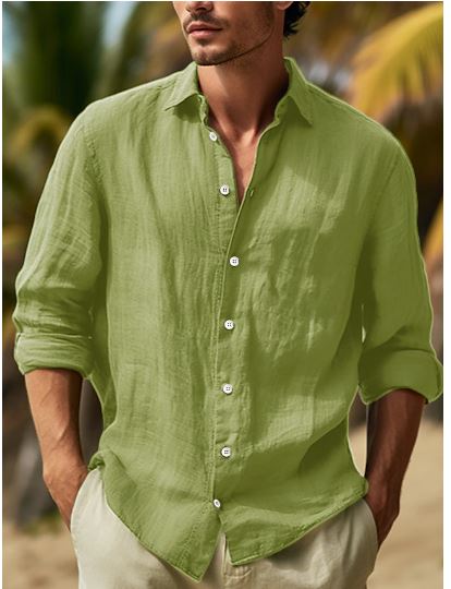 Fridolin | Herren Leinenhemd Schwarz-Weiß-Rosa für den Sommer - Lässige Hemden Herren mit Langarm und Stil-1