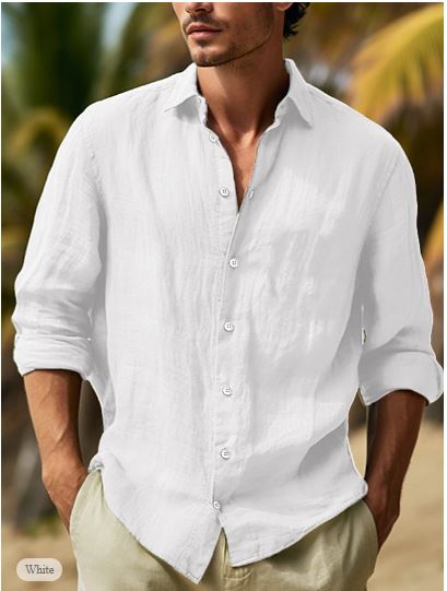 Fridolin | Herren Leinenhemd Schwarz-Weiß-Rosa für den Sommer - Lässige Hemden Herren mit Langarm und Stil-4