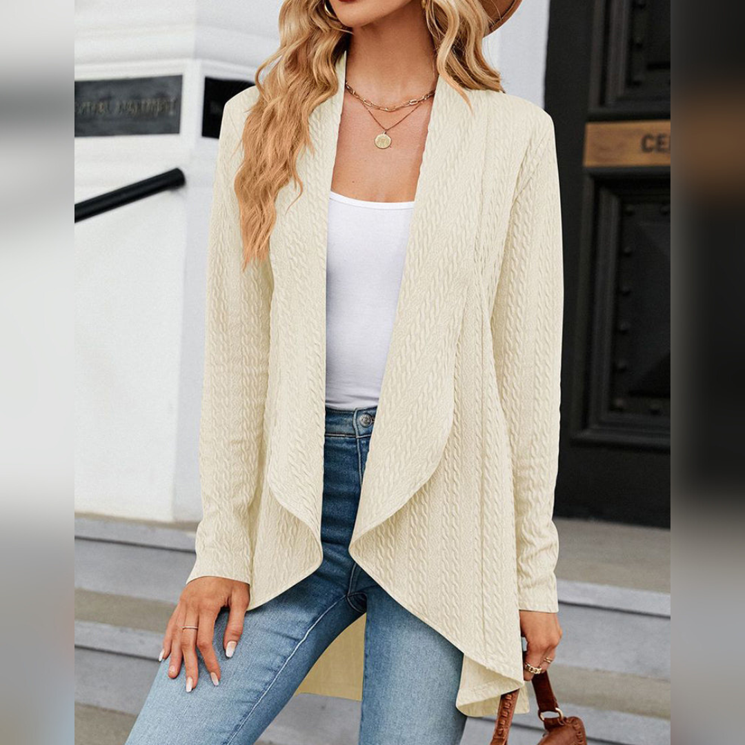 Variant image for Elegante Anna - Lange Strickjacke Damen mit Wasserfallfront für Frühling und Herbst-21