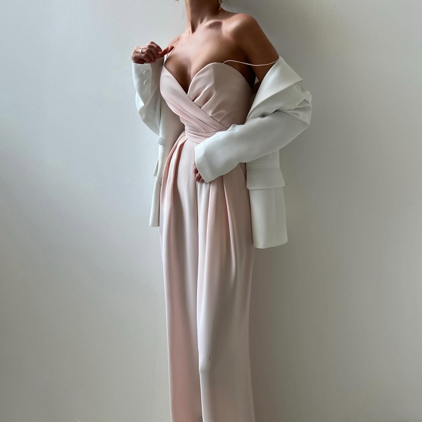 Eleganter Damen Jumpsuit Hochzeits- & Festlich-Style mit Schatzausschnitt und Weiten Beinen für Frühling/Sommer-3