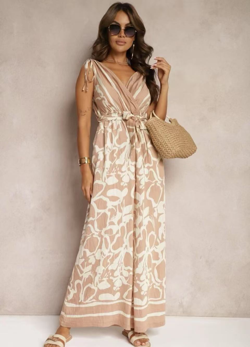 Variant image for Anna Jumpsuit Damen Elegant V-Ausschnitt Entspannte Passform Weiß Sommer Overall-9