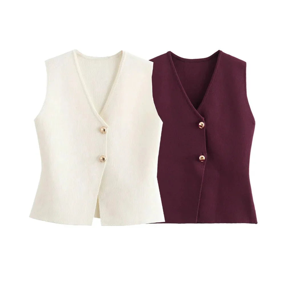 Elegante Strickjacke Damen Mit Goldenen Knöpfen - Perfekt Für Herbst & Winter Cardigan-2