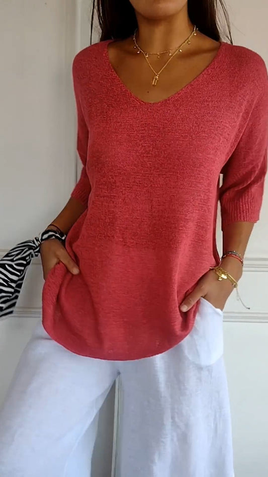 Lisa™ V-Ausschnitt Top für Damen – Festliches Oberteil, Ideal für Frühling und Sommer, Bequem und Elegant, Vielseitig Kombinierbar-3