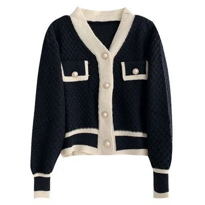 Anna Elegante Langärmelige Strickjacke Damen in Schwarz - Minimalistischer Cardigan für Herbst und Winter-1